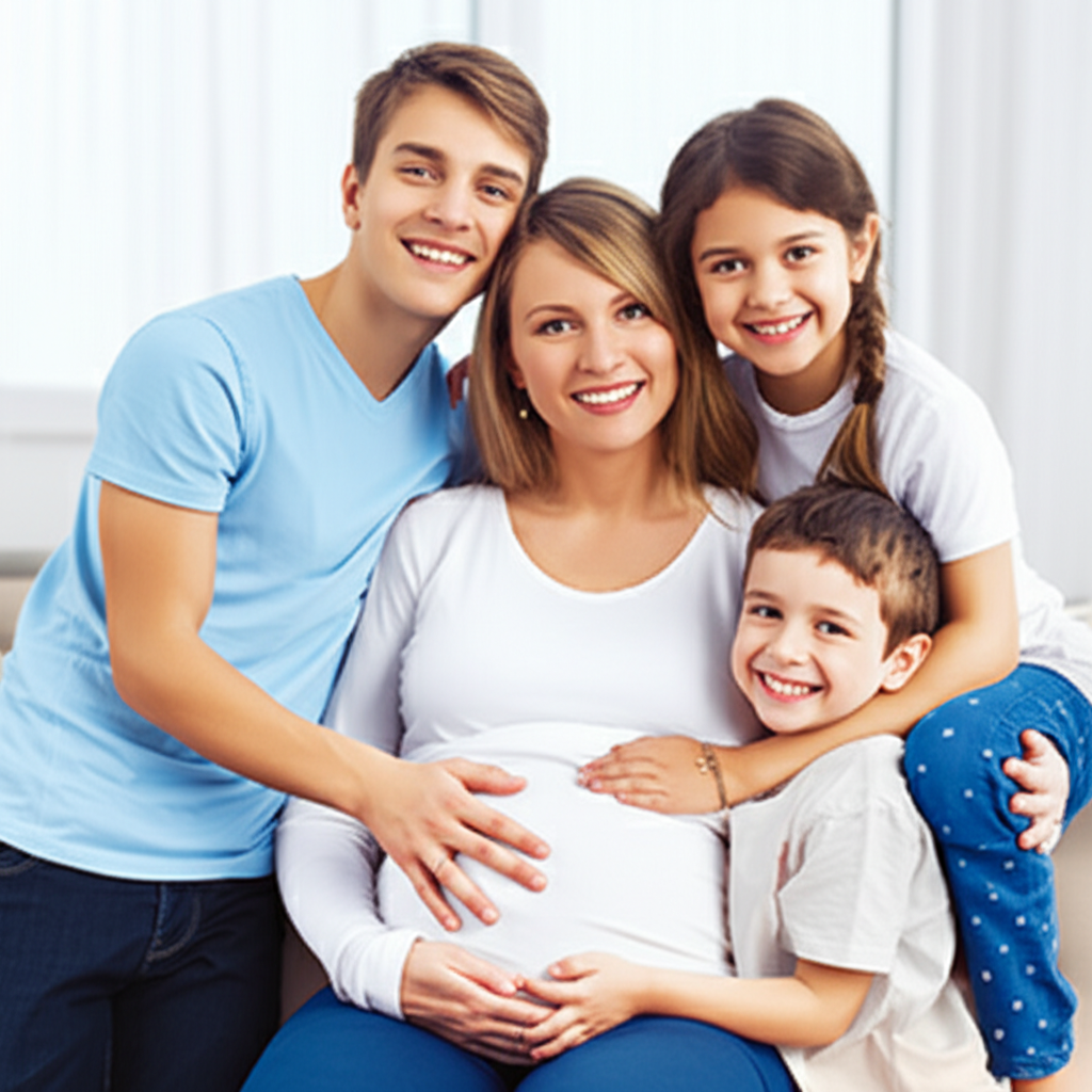 Happy pregnant woman receiving support